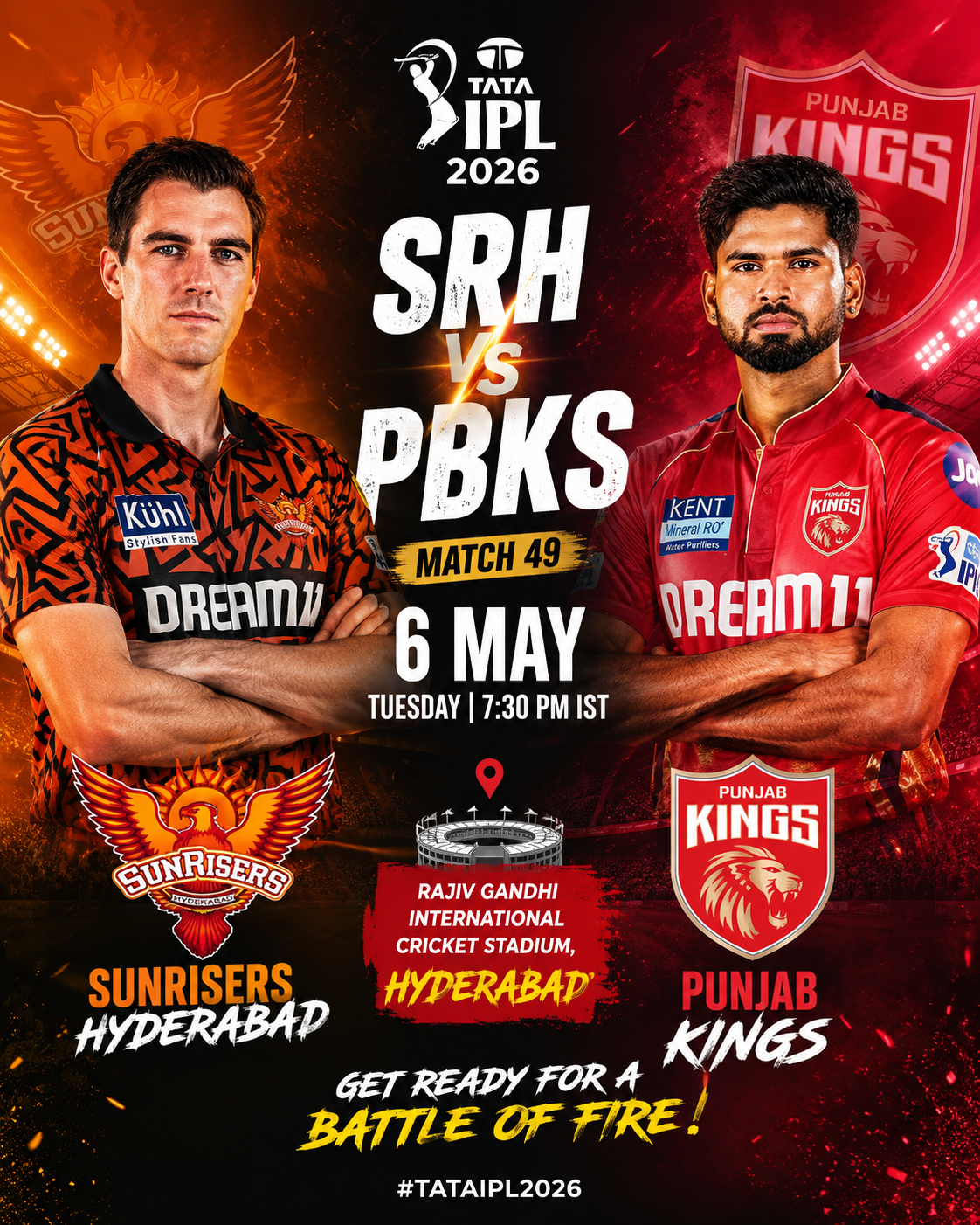 SRH vs PBKS- IPL 2026, 6th May - Sunrisers Hyderabad  go top on the table with big win over Punjab Kings .