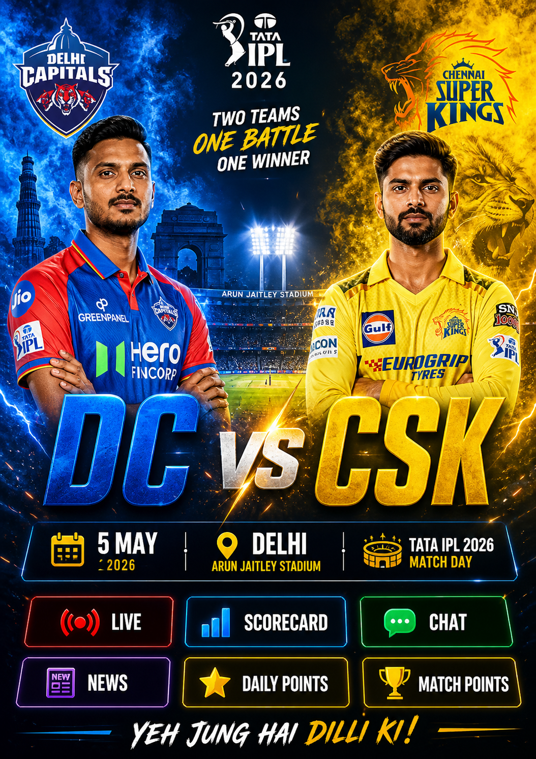 DC vs CSK - IPL 2026 5th May- CSK Crush Delhi Capitals as Sanju Samson’s Blazing 87 Seals Comfortable Win !