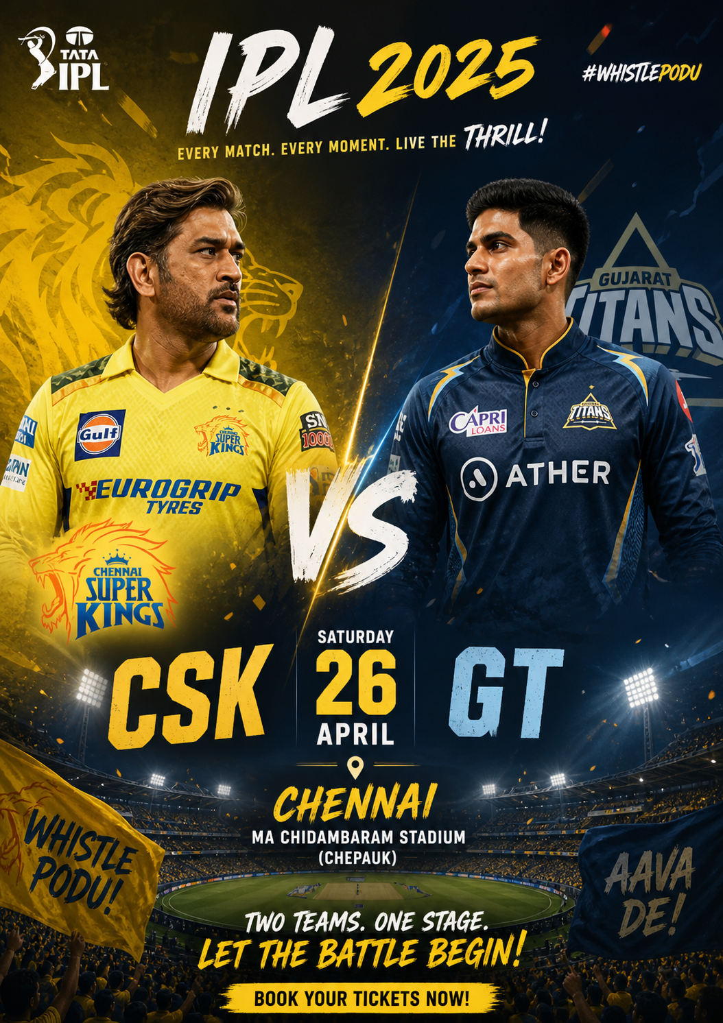 CSK vs GT - IPL 2026 26th April : Gujarat Titans Outclass Chennai Super Kings in a One-Sided Chase