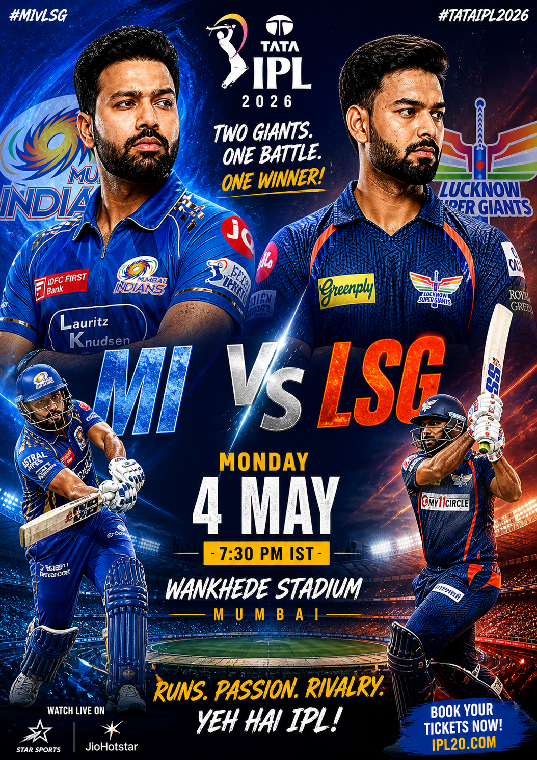 MI vs LSG – IPL 2026 4th May- A high scoring thriller at Wankhede but Mumbai Nailed it !