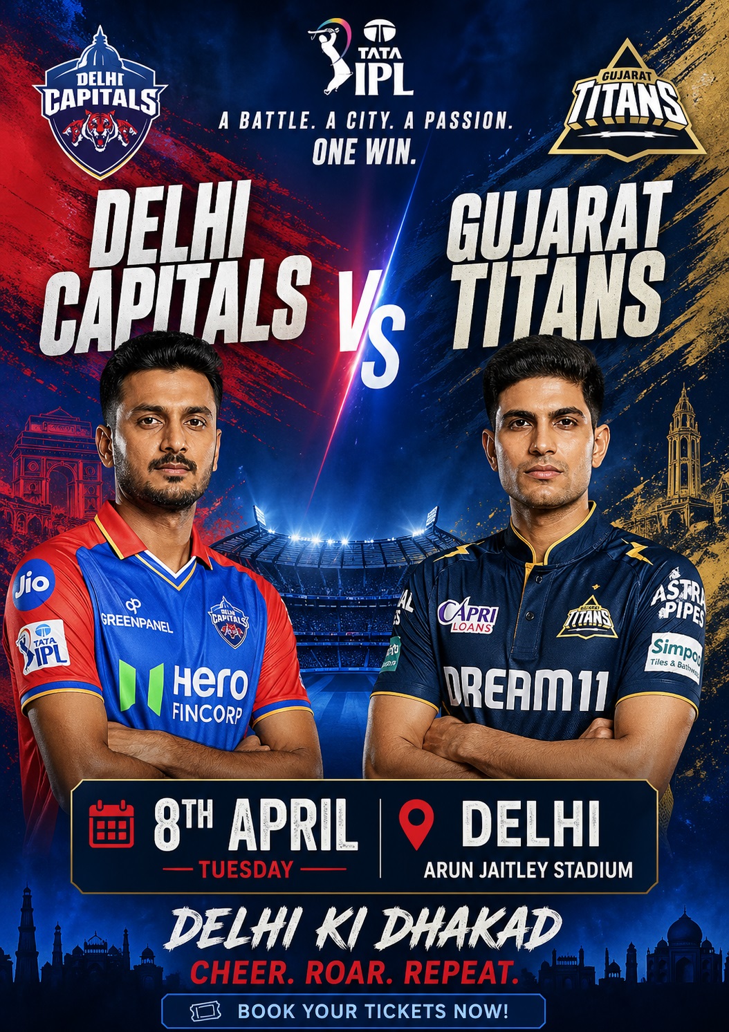 🏏 Delhi Capitals vs Gujarat Titans – IPL 2026 8th April-  Thriller Ends in a 1-Run Nail-Biter