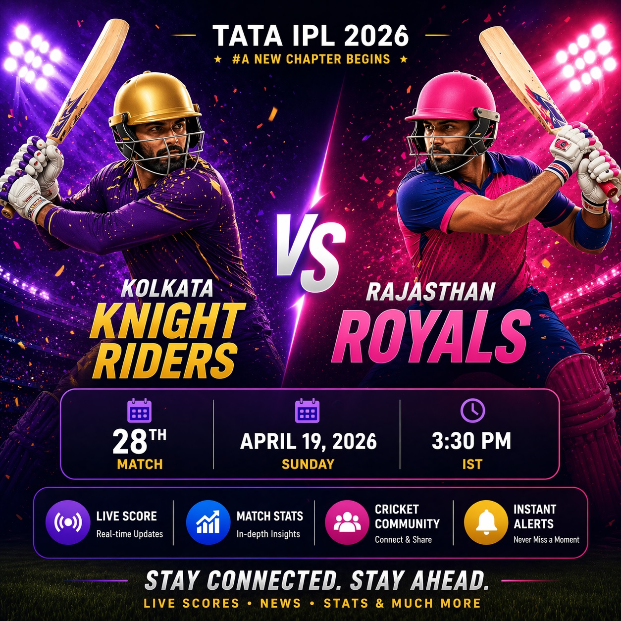 🏏IPL 2026 19 April- Kolkata Knight Riders finally get off the mark !
