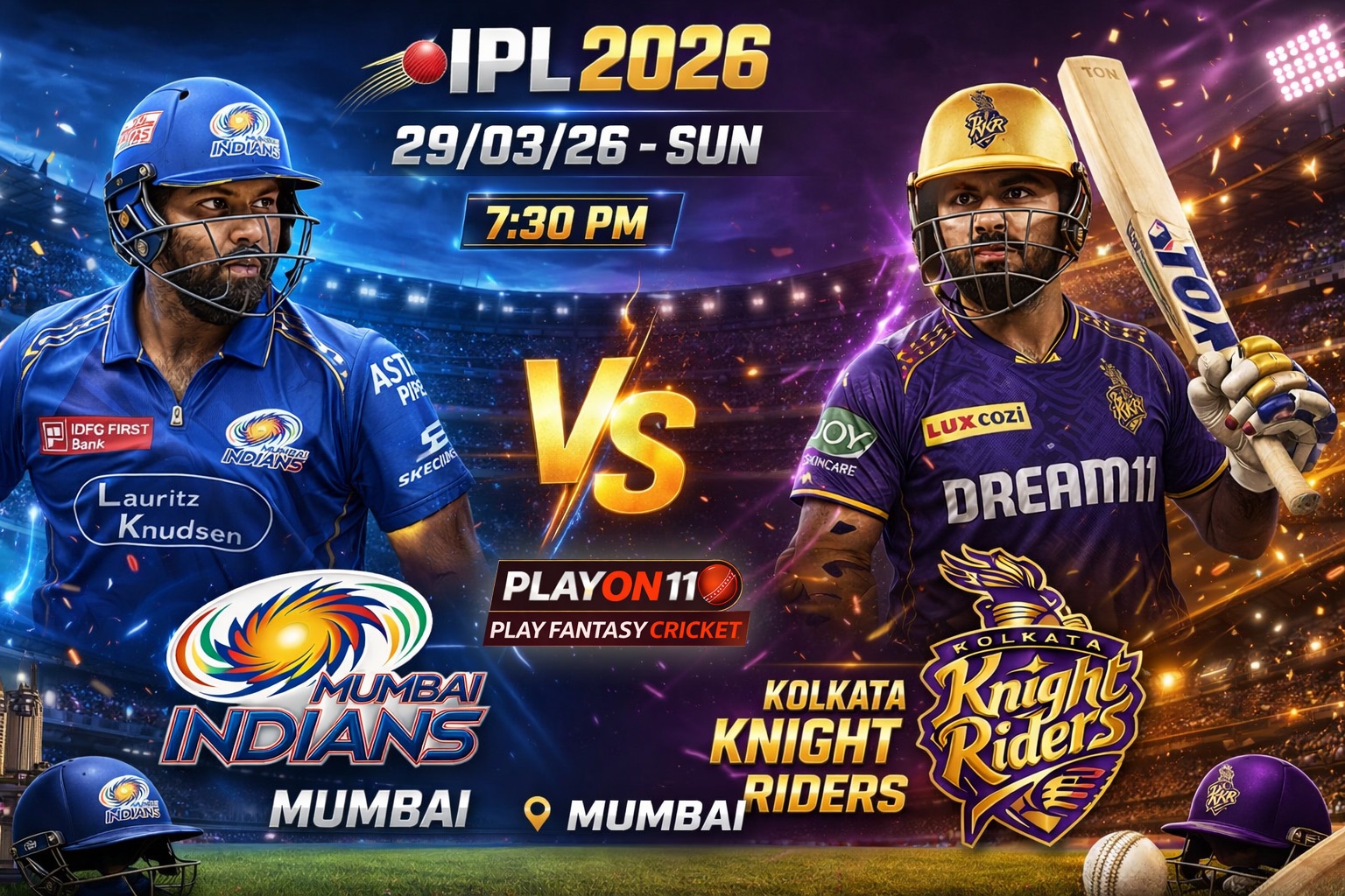 MI vs KKR IPL 2026 29 march - Mumbai Indians started their campaign with a record breaking chase against KKR