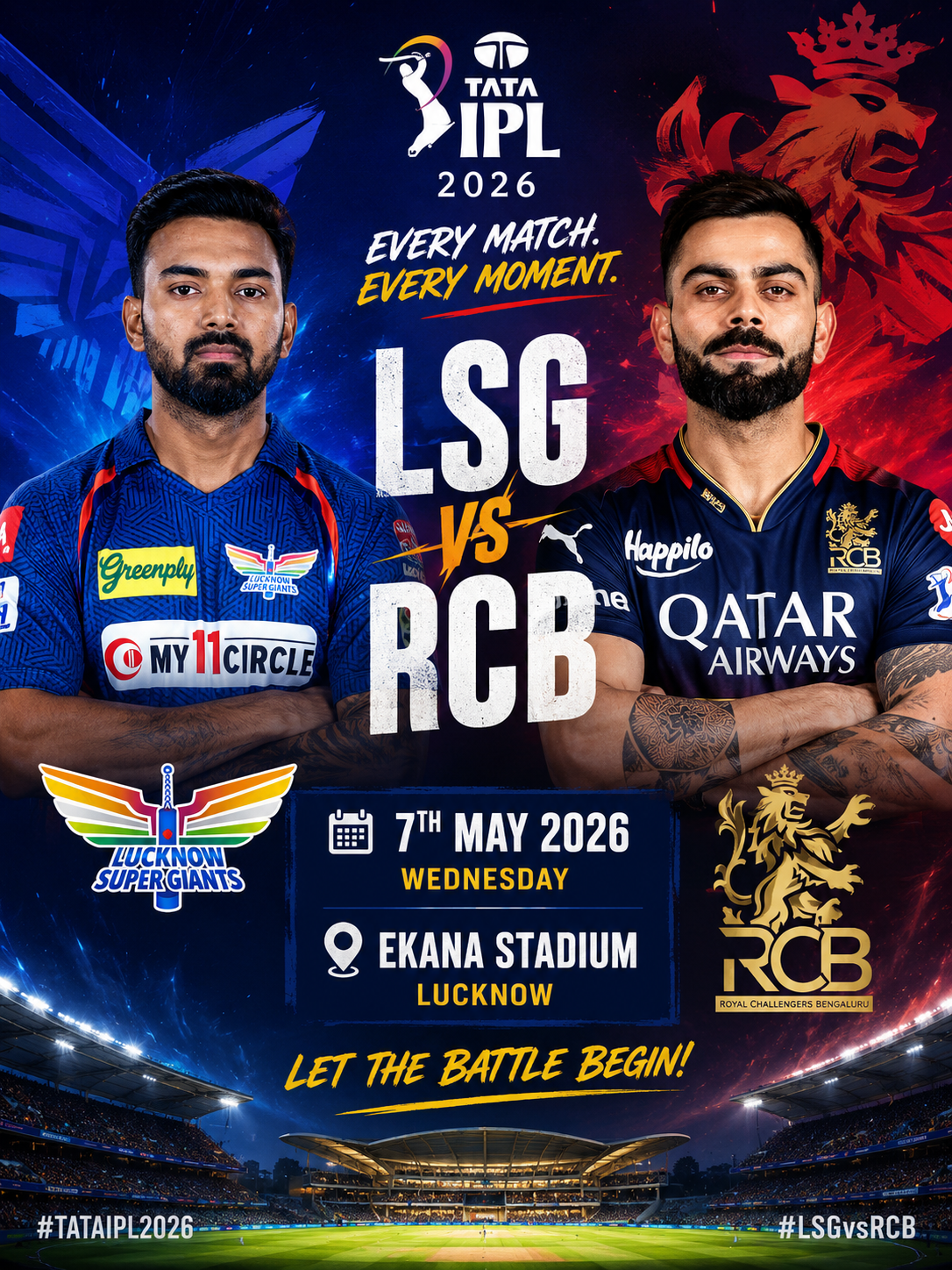 LSG vs RCB- IPL 2026 7th May- Lucknow stay alive, upest Bengaluru in Run-fest at Ekana.