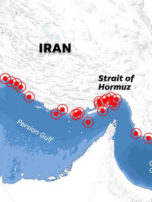 Strait of Hormuz map shows where US Navy warships will blockade Iran