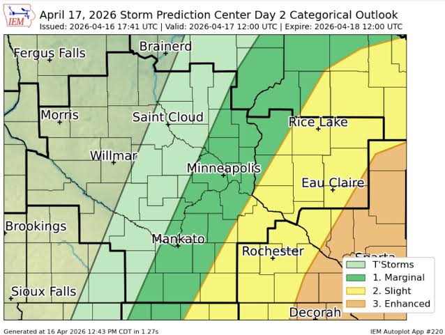 Severe risk Friday: Morning to midday storms possible in Twin Cities, eastern Minnesota
