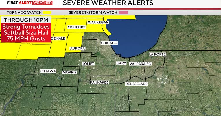 Tornado, flood watches issued for parts of Chicago area as severe storms approach Tuesday