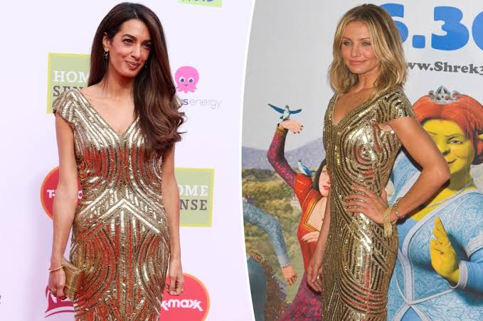 Amal Clooney sparkles in same Alexander McQueen gown Cameron Diaz wore almost 20 years ago
