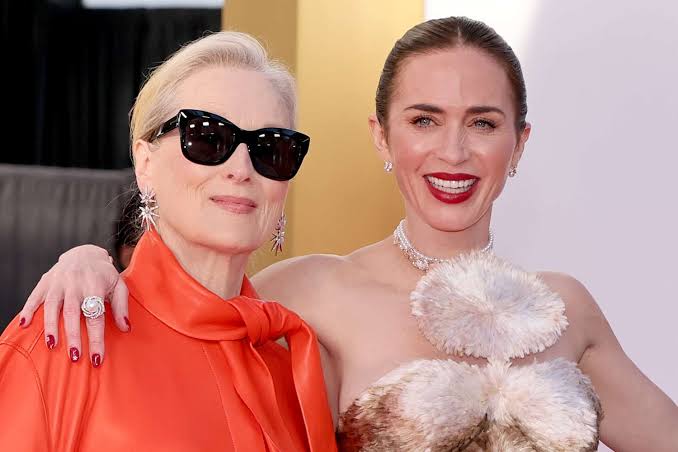 Meryl Streep Goes Viral for Giving Emily Blunt's Gown a Miranda Priestly Once-Over at Devil Wears Prada 2 Premiere
