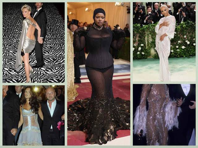 A Brief History of Met Gala Naked Dresses, From Cher's Sheer 1974 Look to Doja Cat's Wet Dress