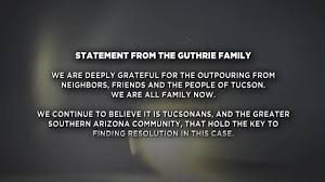 New heartfelt message from the Guthrie family to the Tucson community