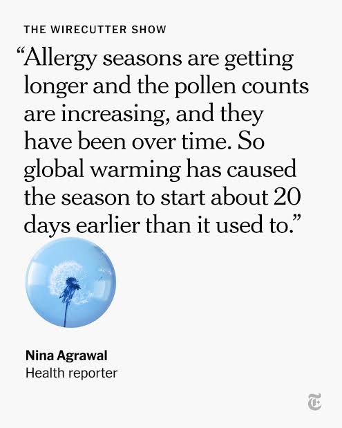 It’s not your imagination. Climate change is making seasonal allergy season longer and more intense. Here's what to do when the pollen count is high, how to improve your indoor air quality, and the differences between allergy medications. https://nyti.ms/4vm