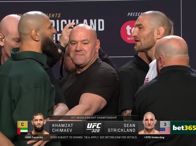 Khamzat Chimaev Kicks Sean Strickland at UFC 328 Presser