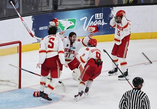DU Pioneers win 11th national championship at Frozen Four behind Johnny Hicks’ 29 saves