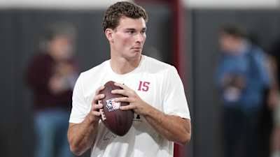 Top prospect Fernando Mendoza shows off trademark accuracy at Indiana Pro Day