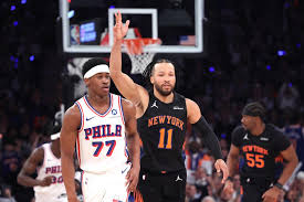 Knicks claw past Joel Embiid-less 76ers in tense Game 2 victory