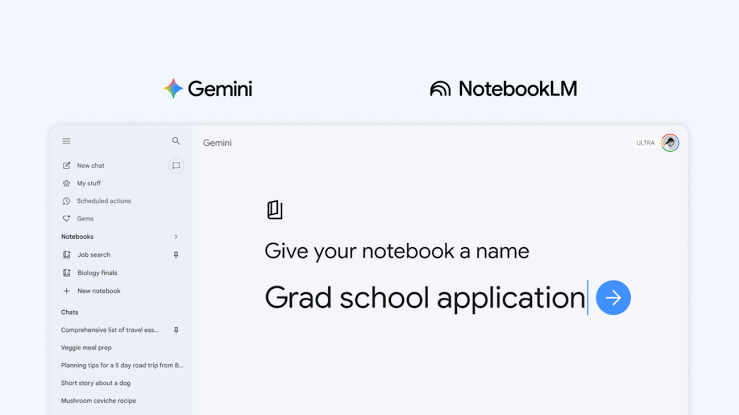 Try notebooks in Gemini to easily keep track of projects