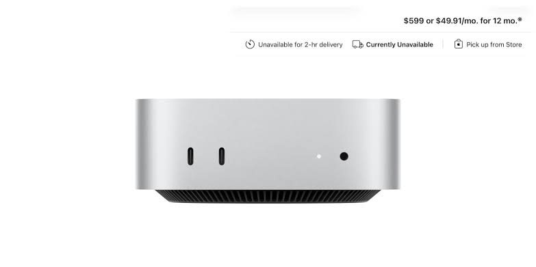 The base model $599 Mac mini is now completely out of stock