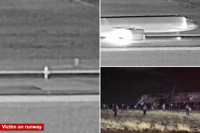 Moment Frontier Airlines plane strikes person on Denver runway seen in horrifying new video