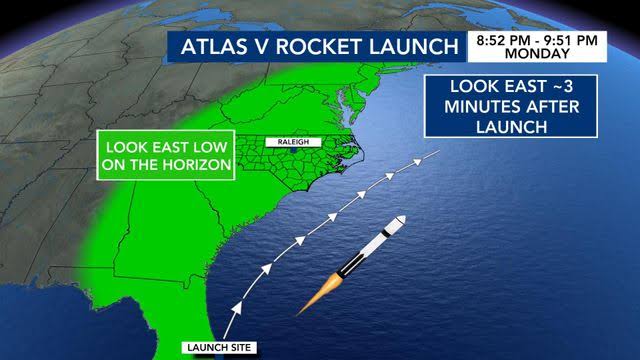 Ask the Meteorologist: When, where you should look for Monday's Atlas V rocket launch?