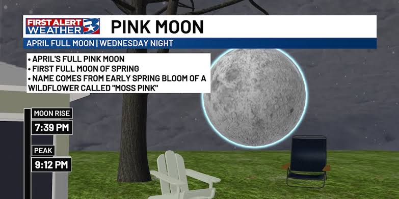 Full Pink Moon peaks Wednesday evening over the Brazos Valley