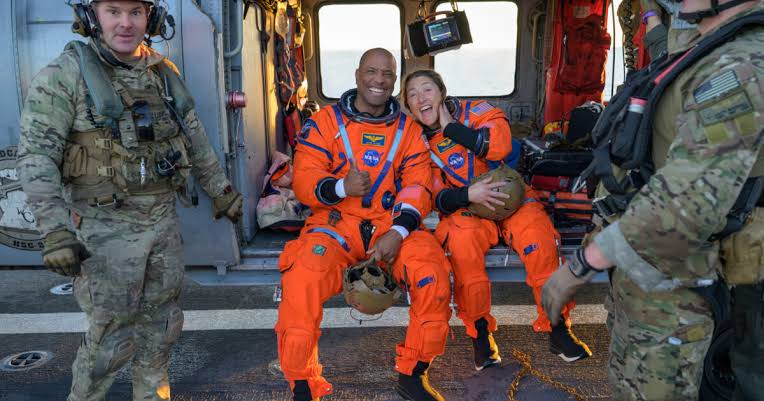 Victor Glover and Christina Koch post-flight