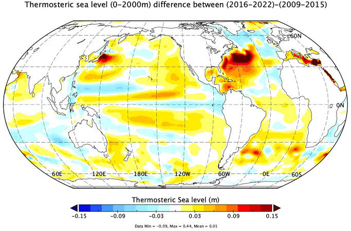 An anomaly in global sea level rise is explained by deep ocean heating