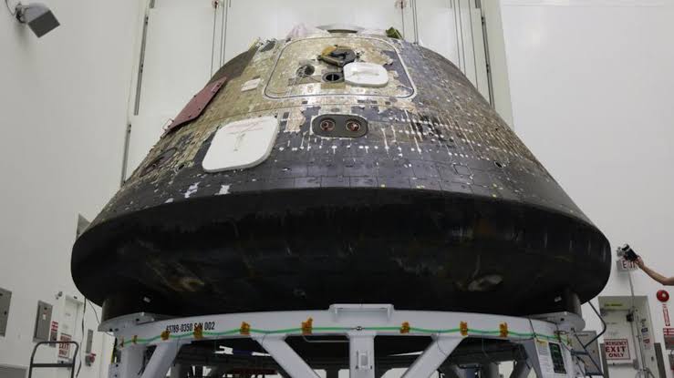 The charred hull of Artemis 2's Orion photo of the day for May 8, 2026