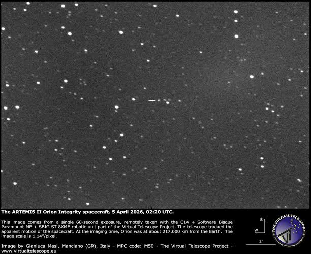 ARTEMIS II’s Orion spacecraft imaged – 5 April 2026