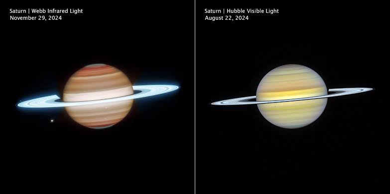 Webb and Hubble Telescopes Capture Saturn in Unprecedented Detail