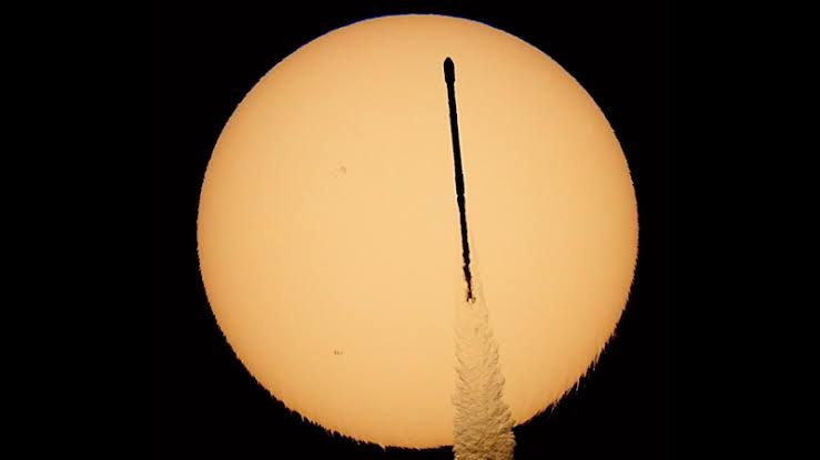 SpaceX Falcon 9 rocket transits the sun during Florida launch