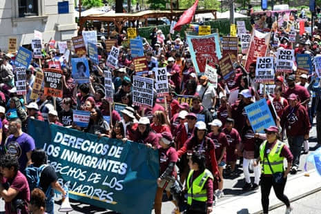 Thousands in US join ‘no school, no work, no shopping’ May Day protest and economic blackout