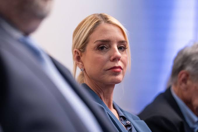 Pam Bondi’s portrait found in trash hours after Trump fired her as attorney general